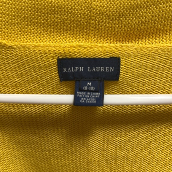 Polo by Ralph Lauren Cropped Open Cardigan Yellow Sweater size M (8-10) - Picture 3 of 8